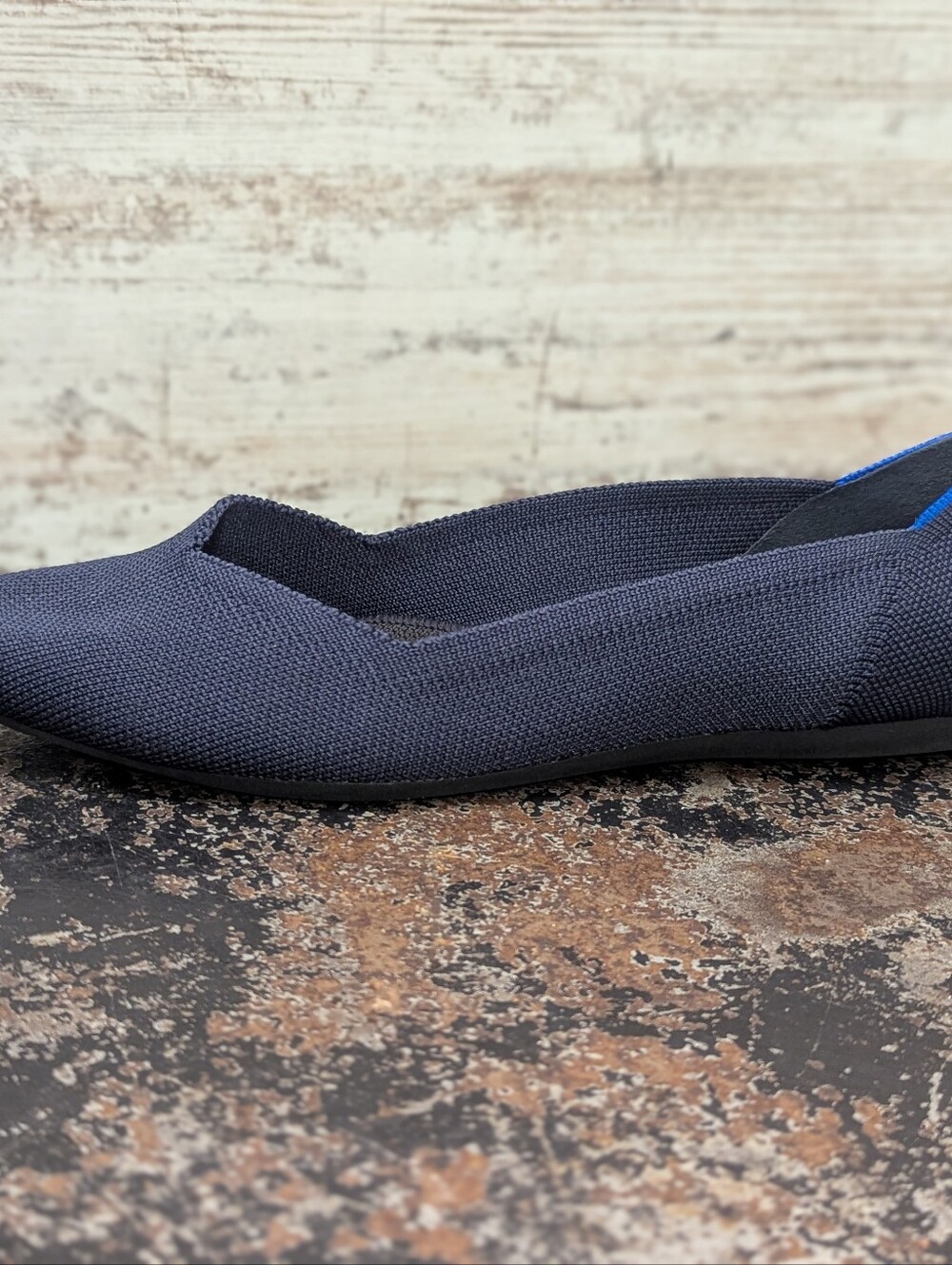 Womens Rothys The Point Flats Loafers Shoes SZ 9.5 Used Navy Blue Knit - Picture 2 of 9